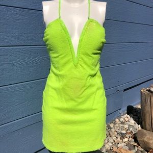 Nasty Gal Green Neon Sequin Dress